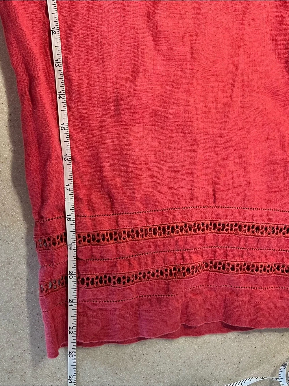 J.Jill 100% Linen Wide Leg Crop Pants Eyelet Elastic Waist XL Lagenlook Beachy
